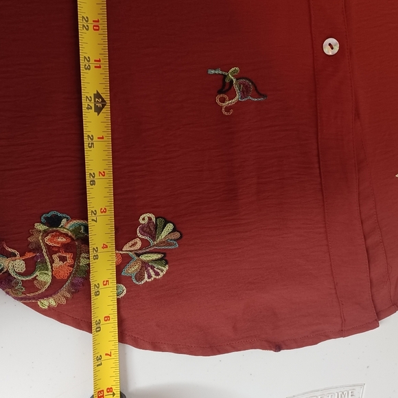 Figueroa & Flower Boho Floral Embroidered Sz 1X Button Down Front Blouse - Picture 8 of 12